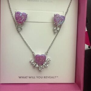 Sparkling Silver Necklace with Purple Heart Accents